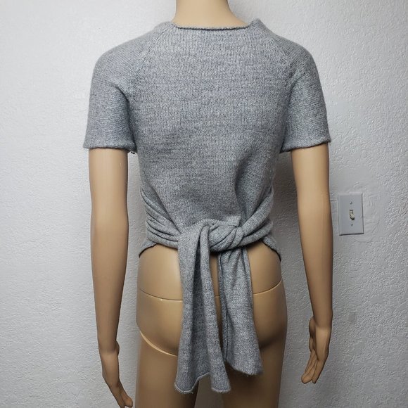 Benetton Wool Asymmetrical Wrap Sweater Gray Small Italy - Picture 6 of 7